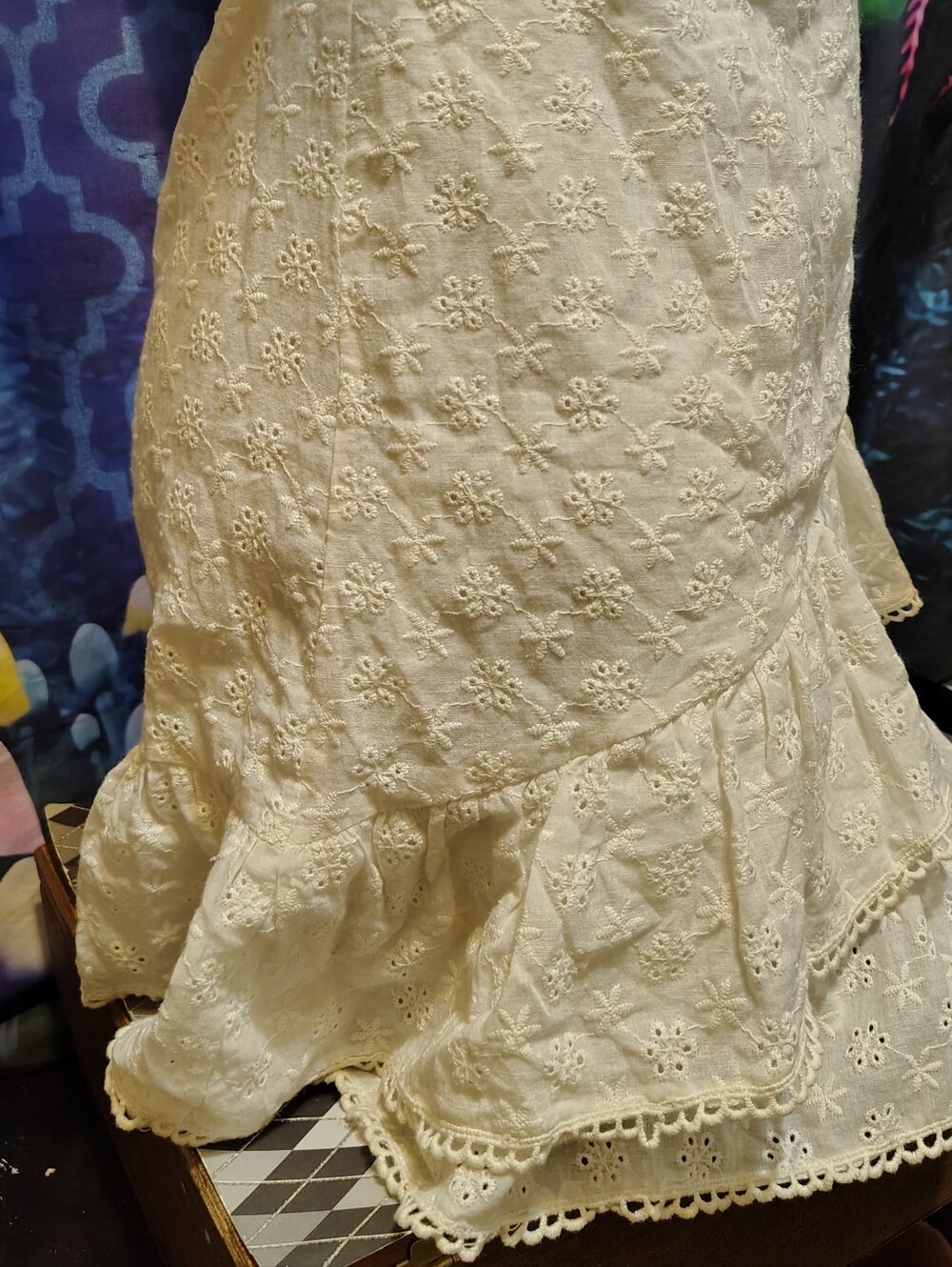 NWT Fashion Nova Eyelet Ruffled Skirt Off-Shoulder Mini Dress Pure White Size M - Picture 8 of 16